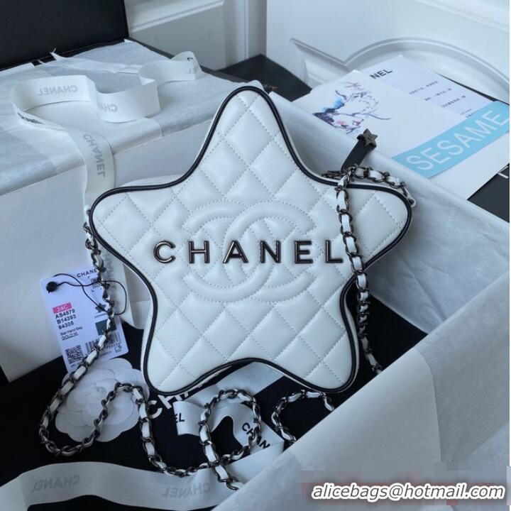 Best Price CHANEL STAR HANDBAG AS4579 & Guns-Tone Metal white