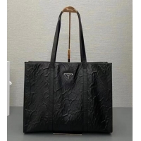 New Design Prada Medium antiqued nappa leather tote bag 1BG587 black