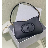 New Design Dior CD SIGNATURE small BAG Black Calfskin with Embossed CD Signature C02229A