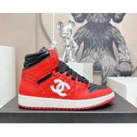 Perfect Chanel Quilted Calfskin High-top Sneakers Black/Red 901045