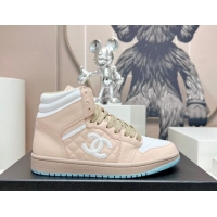 Unique Style Chanel Quilted Calfskin High-top Sneakers Nude Pink 901050