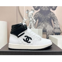 Elegant Chanel Quilted Calfskin High-top Sneakers White/Black 901051