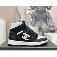 Popular Style Chanel Quilted Calfskin High-top Sneakers Black 901052