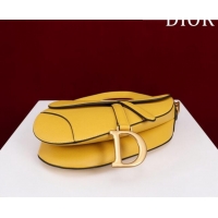 Promotional Dior Mini/Medium Saddle Bag with Strap in Grained Calfskin CD1117 Yellow 2023