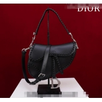 Trendy Design Dior Medium Saddle Bag with Studs in Smooth Calfskin CD1117 Black/Silver 2023 