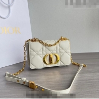 Big Discount Dior Small Caro Chain Bag in Quilted Macrocannage Calfskin M9241 White/Gold 2023