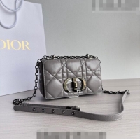 Super Quality Dior Small Caro Chain Bag in Quilted Macrocannage Calfskin M9241 Grey 2023