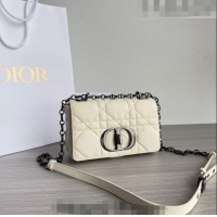 Grade Design Dior Small Caro Chain Bag in Quilted Macrocannage Calfskin M9241 White/Gunmetal 2023