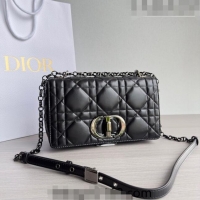 Most Popular Dior Medium Caro Chain Bag in Quilted Macrocannage Calfskin M9242 Black/Gunmetal 2023