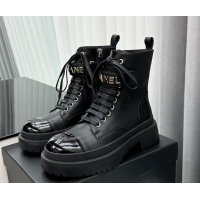 Good Product Chanel Calfskin Ankle Boots with Strap Black 091104