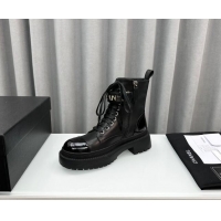 Good Product Chanel Calfskin Ankle Boots with Strap Black 091104