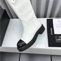 Best Grade Chanel Calfskin High Boots with Bow White 091106