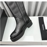 Classic Hot Chanel Calfskin High Boots with Bow Black 091108