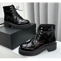 Purchase Chanel Patent Calfskin Ankle Boots Black 091109