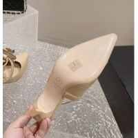 Popular Style Chanel Lambskin Pumps 7.5cm with Camellia Bloom Beige 091121