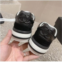 Buy Luxury Chanel Calfskin Leather Platform Sneakers Black 091123