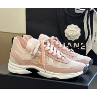 Good Quality Chanel Knit & Suede Sneakers G38750 Pink 091143