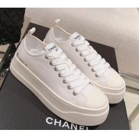 Buy Duplicate Chanel Canvas Platform Sneakers White 091148