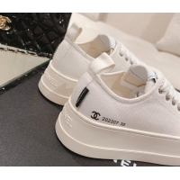 Buy Duplicate Chanel Canvas Platform Sneakers White 091148