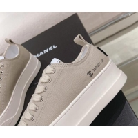 Inexpensive Chanel Canvas Platform Sneakers Grey 091149