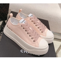 Reasonable Price Chanel Canvas Platform Sneakers Light Pink 091150