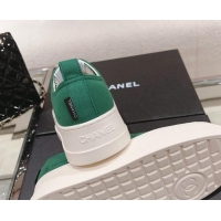 Custom Chanel Canvas Platform Sneakers Green 091151