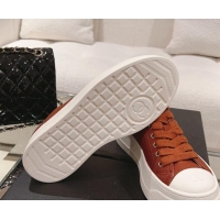 Low Cost Chanel Canvas Platform Sneakers Brown 091152