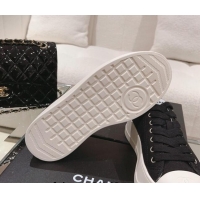 New Style Chanel Canvas Platform Sneakers Black 091153