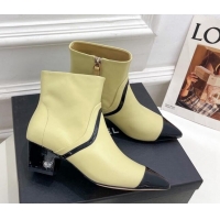 Top Quality Chanel Calfskin Ankle Boots with Black Stripe Yellow 912016