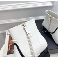 Buy Duplicate Chanel Calfskin Ankle Boots with Black Stripe White 912017