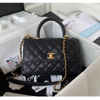 Buy Classic Chanel mini flap bag with top handle AS2215 Black