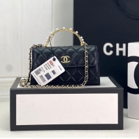 Top Quality CHANEL 22B Kelly Pearl Top Handle Bag AP3562 Black