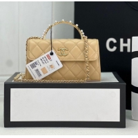 Super Quality CHANEL 22B Kelly Pearl Top Handle Bag AP3562 Apricot