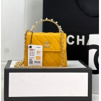 Most Popular CHANEL 22B Kelly Pearl Top Handle Bag AP3513 Yellow