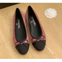 Purchase Chanel Classic Tweed Ballet Flat Dark Pink 915026