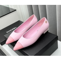 Trendy Design Chanel Lambskin Pointed Flat Ballet with Pearls Pink 918073