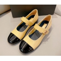 Hot Style Chanel Patent Calfskin Mary Janes Flat Shoes Beige 1011003