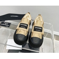 Most Popular Chanel Fabric Platform Loafers Khaki 011009