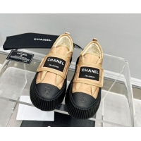 Popular Style Chanel Fabric Platform Loafers Beige 1011011