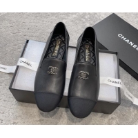 Good Product Chanel Lambskin Moccasins Loafers G45276 Black 011018