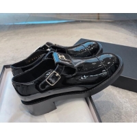 Durable Chanel Patent Calfskin Loafers with Buckle Black 011019