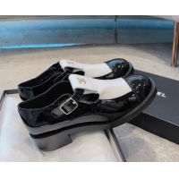 Buy Luxury Chanel Patent Calfskin Loafers with Buckle Black/White 011020