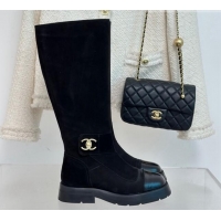 Good Product Chanel Suede High Boots with CC Strap 011028