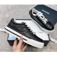 Buy Discount Chanel Calfskin CC Sneakers Black 011057