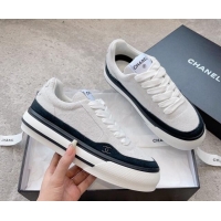 Purchase Chanel Suede Platform Sneakers Light Grey 011058