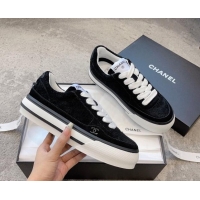 Best Price Chanel Suede Platform Sneakers Black 011059