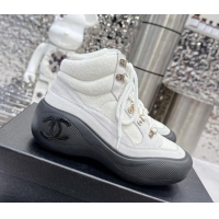 Best Product Chanel Coco Neige Wool and Suede Snow Sneakers 5cm G45337 White/Black 011063