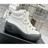 Lowest Price Chanel Coco Neige Fabric and Calfskin Snow Sneakers 5cm G45337 White/Black 011064