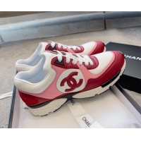 Top Design Chanel Calfskin Sneakers G45333 White/Red/Pink 011069