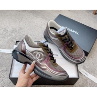 Best Grade Chanel Mesh & Calfskin Sneakers G39792 Grey 011074